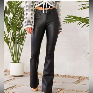 Kancan Mid-Rise Faux Leather Flare Pant